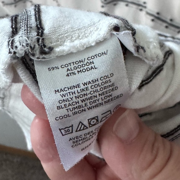 Loft white with black lines and dots v neck shirt dress Size Large - Picture 5 of 6